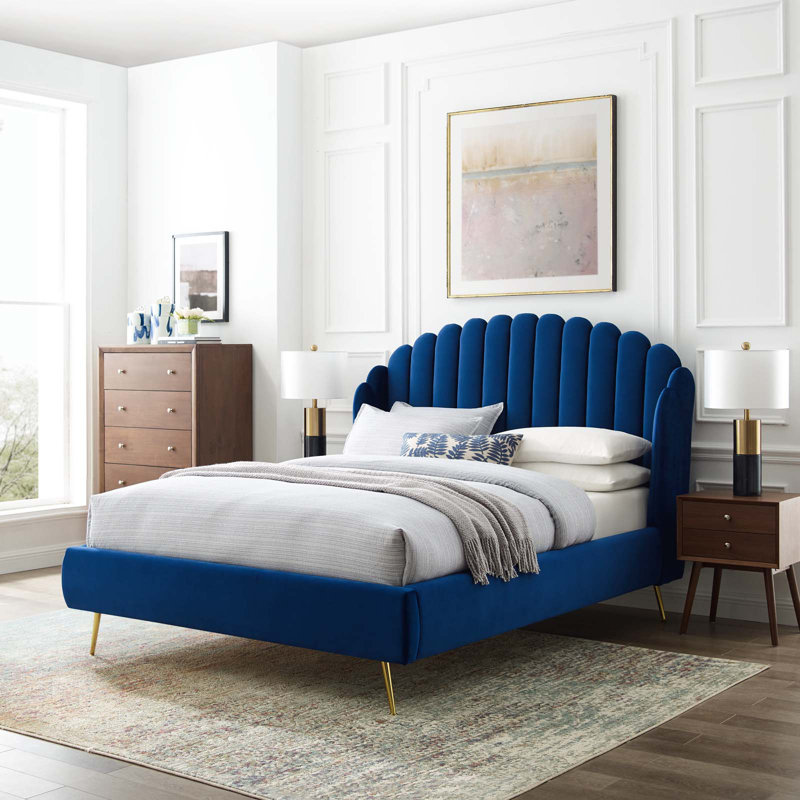 Everly Quinn Barhorst Queen Tufted Upholstered Low Profile Platform Bed